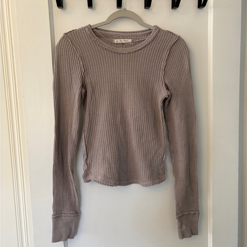 We The Free Taupe Waffle Long Sleeve Thermal